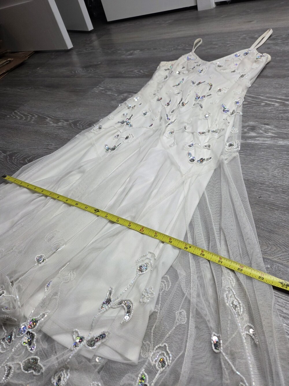 Together White Sequin Beaded Women's Evening Dress Size 6 - Picture 13 of 14